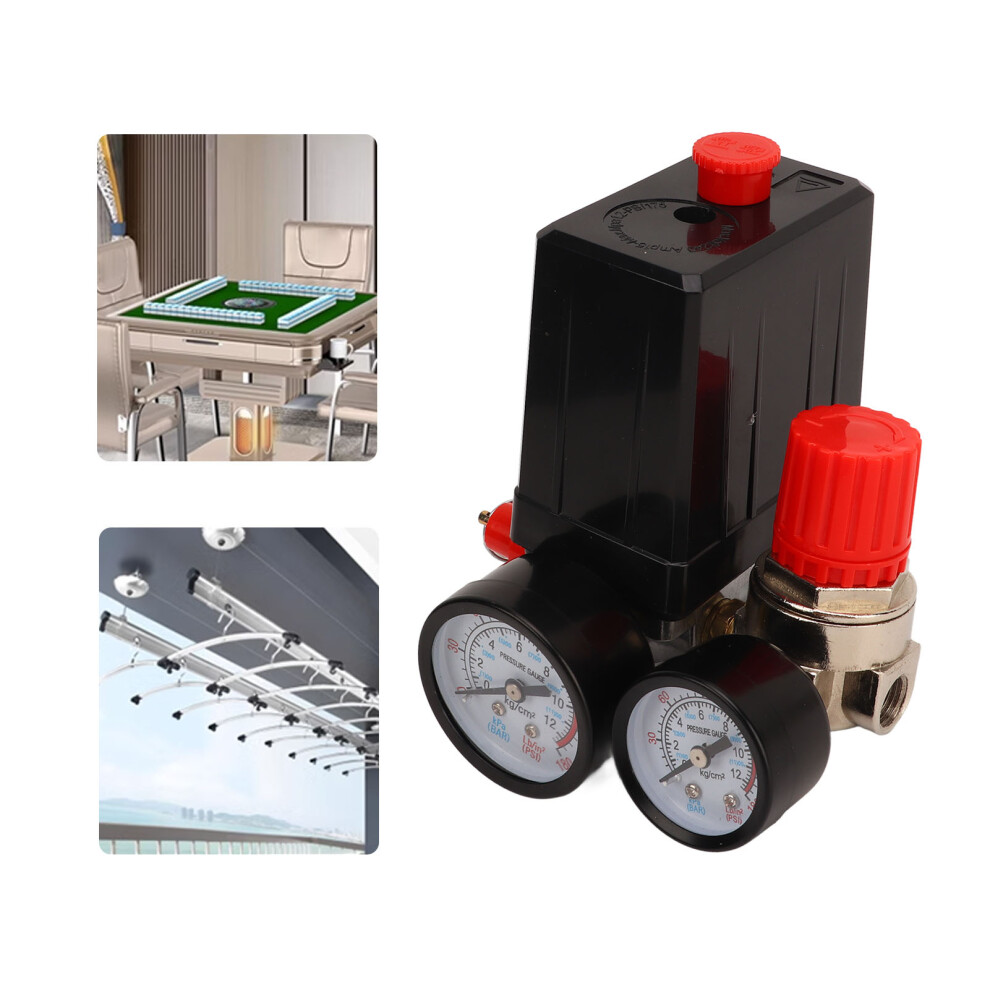 Air Compressor Pressure Switch 4 Way Auto Control Valve Controller 0Â180Psi With Gauge 6941314952637