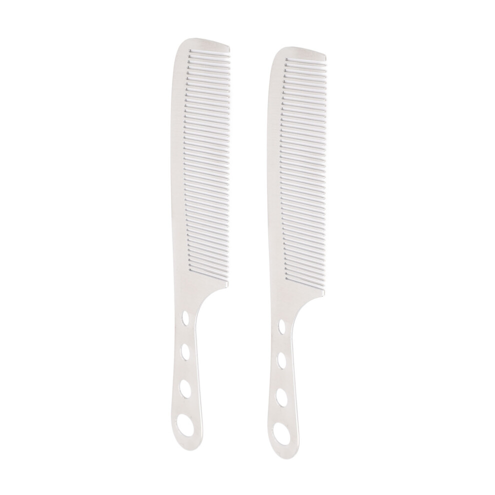 2PCS Stainless Steel Hair Comb Prevent Static Professional Barber Styling Grooming Comb for Hairdressing