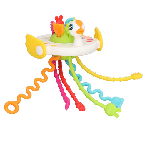 Toddler Pull String Toy Educational Soothing Duck Shape Multi Functional Pull String Toy White 1