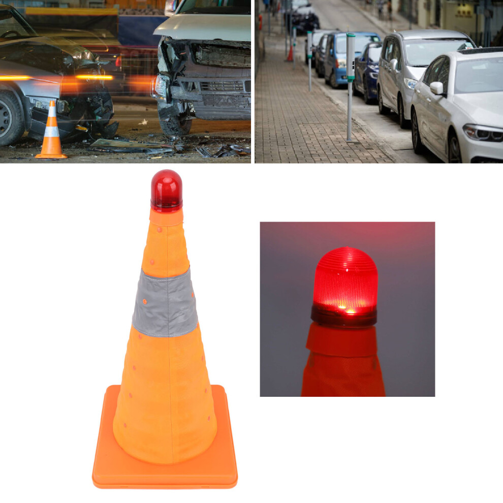 Warning Lamp Night Vision Reflective Sign Lifting Traffic Safety Cone For Parking 45Cm Stretching Height 4331314955875