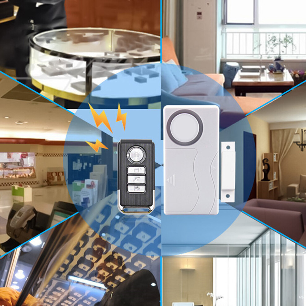Wireless Door Alarm Versatile 4 Modes 108 DB Multifunctional Window Open Alarms with Remote Control for Bedrooms Hotels Garages