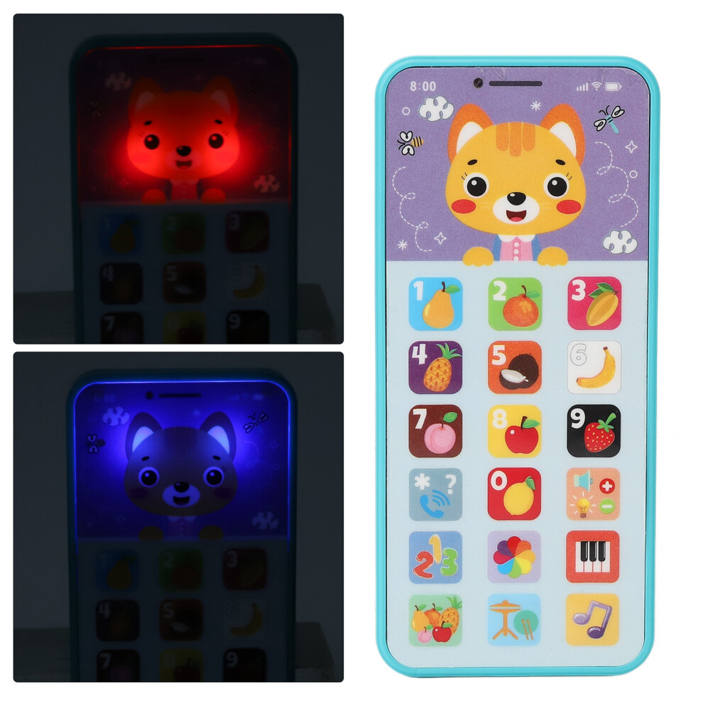 Cyan Baby Cell Phone Toy 18 Buttons 6 Modes Usb Charging Multifunction Early Education Simulation Phone Toddlers Phone Toys