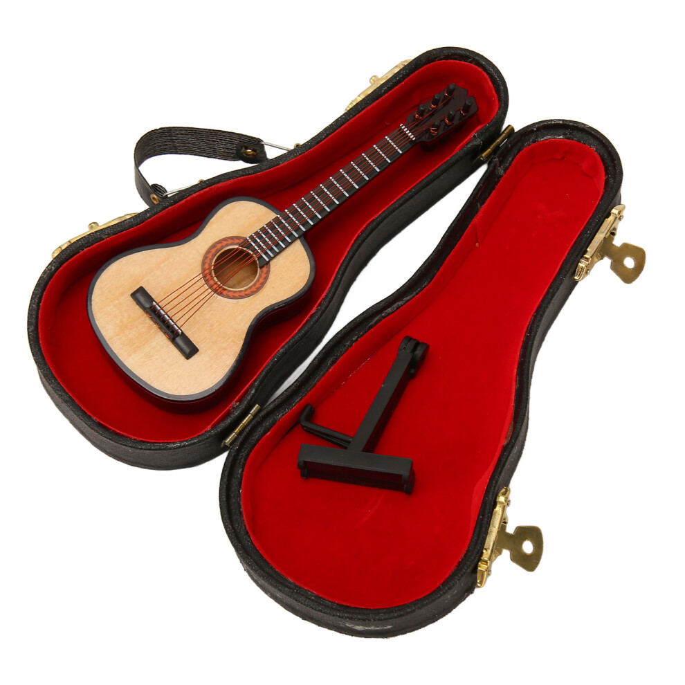 Wooden Guitar Model Exquisite Polishing Miniature Guitar Ornament with Stand for Collection Display-image-OPC-PHQYYTQ-NEW