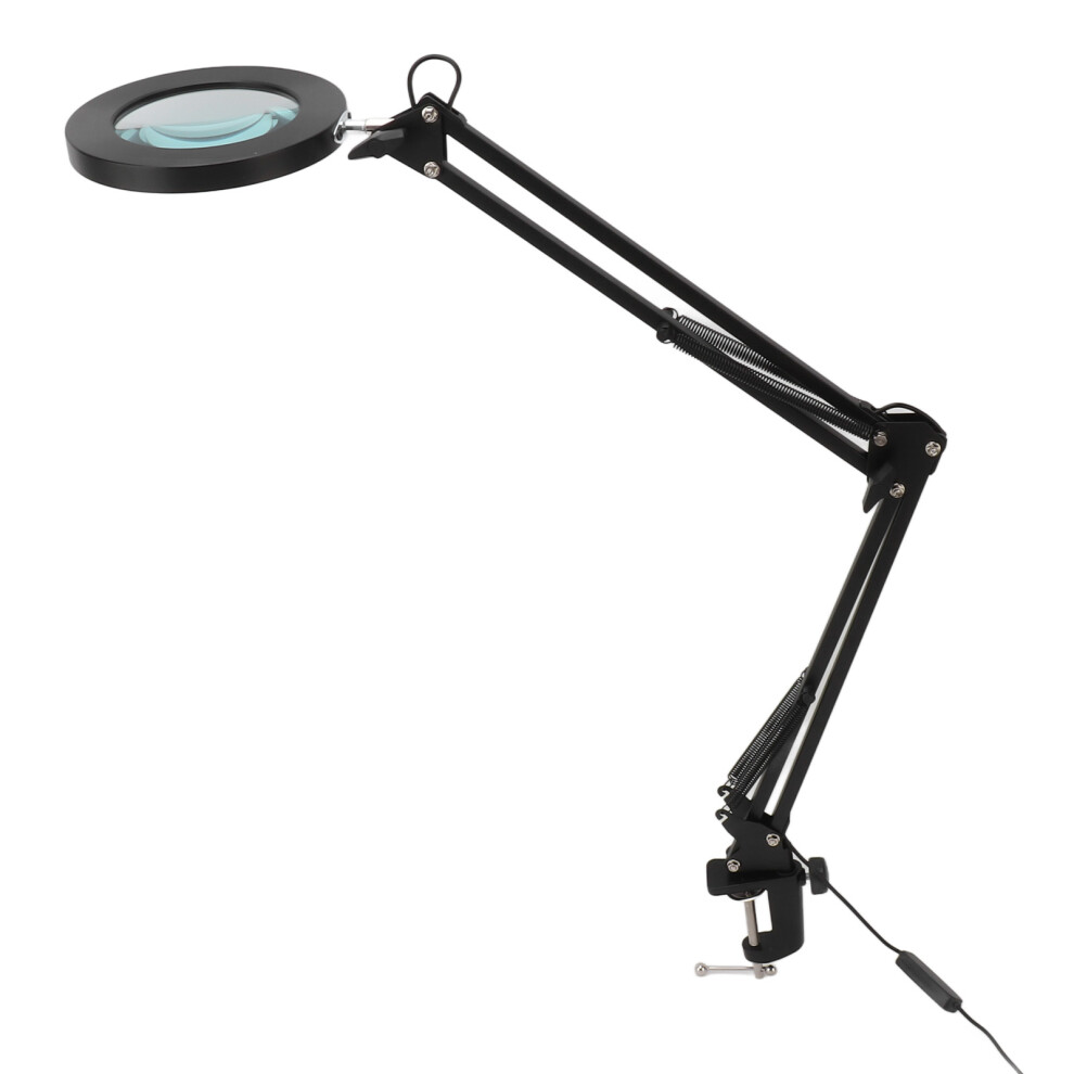 Light/Black 10X Magnifying Glass With Magnifying Desk Lamp With Clamp 3 Color Modes Stepless Dimmable Led Ed Magnifier