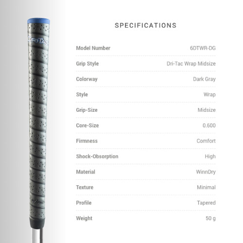Winn Dri-Tac Wrap Midsize (+1/16 Inch) Πακέτο 13 Γκρίπ Γκολφ 2