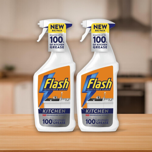 Flash Kitchen Cleaning Spray 500ml (Pack of 2), Multi-Surface Cleaner