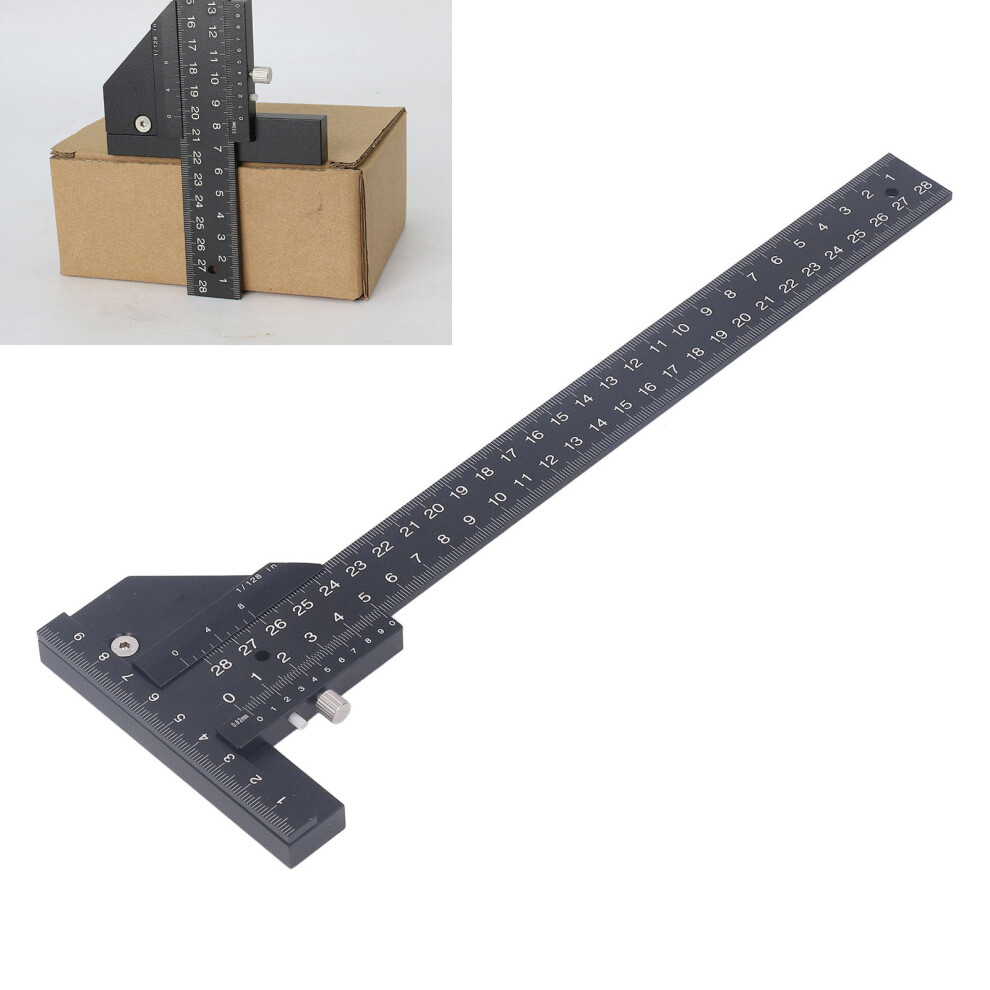 0 To 280Mm T Shaped Ruler Aluminum Alloy Accurate Scale Multifunctional Woodworking Ruler For Measuring And Marking 4931314979583