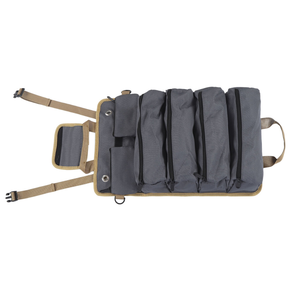Tool Roll Up Bag Oxford Cloth Portable Multi Purpose Tool Storage Pouch Hanging Carrier Roll For Electrician Plumber Carpenter Grey 4011314979988