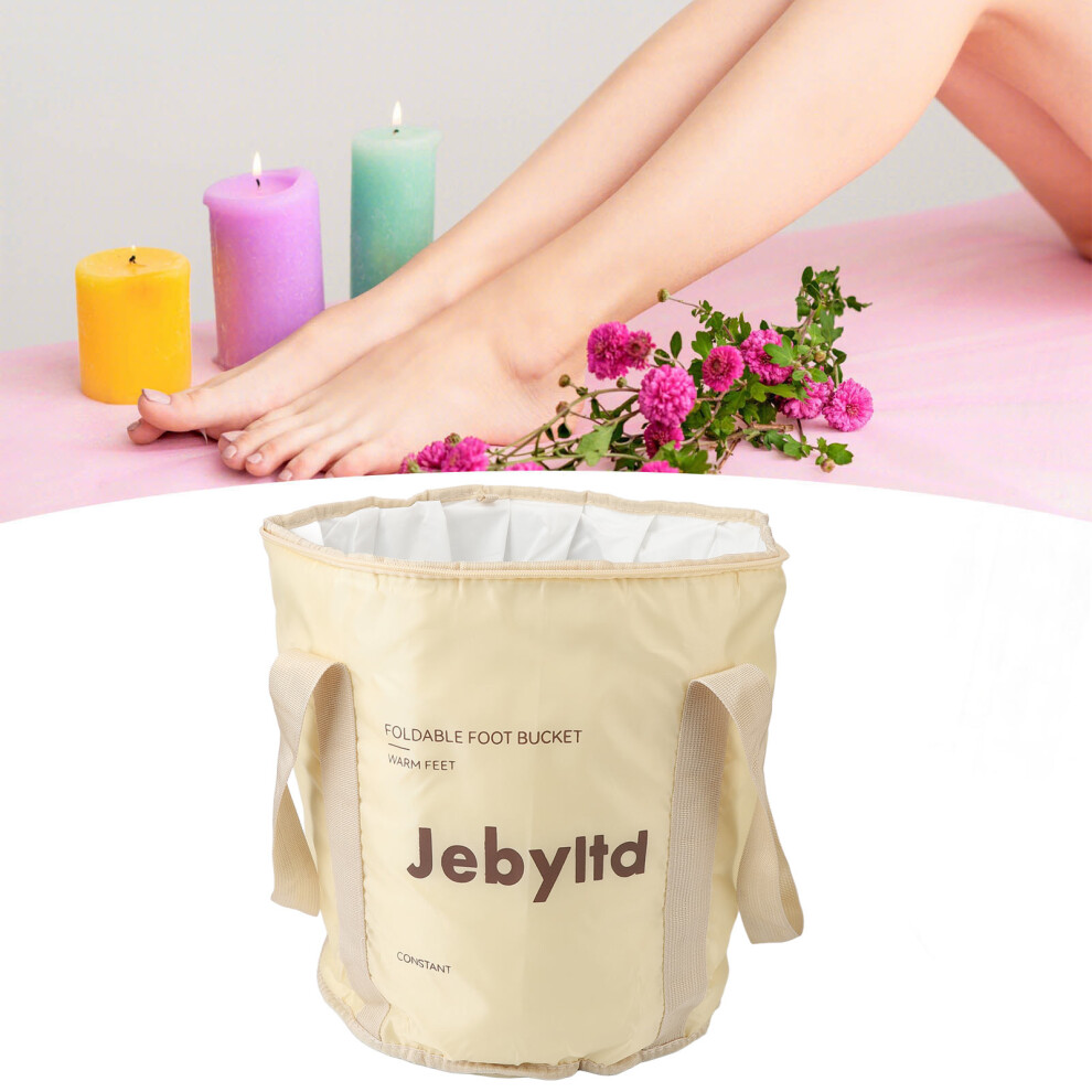 Collapsible Foot Soaking Bath Bag Portable Waterproof Insulated Foot Bath for Home Pedicure Basin With Lid Champagne