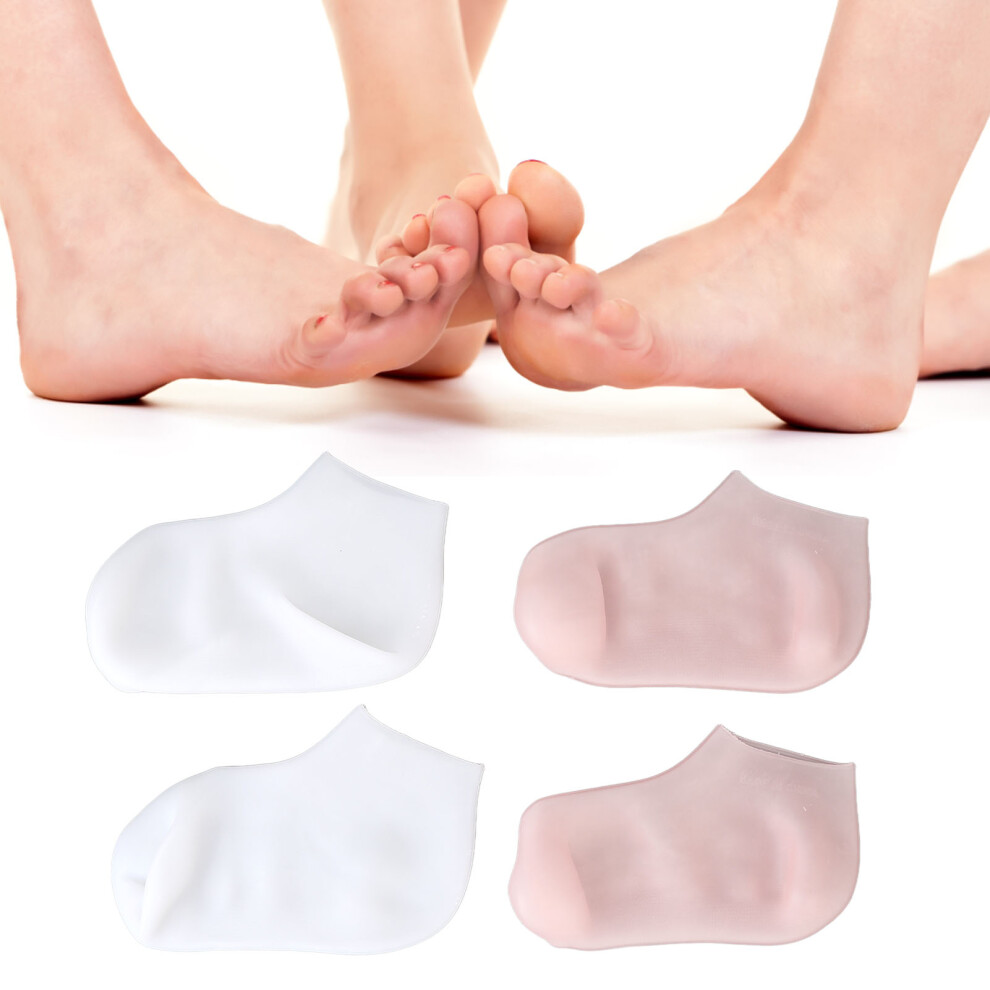 2 Pairs Silicone Moisturizing Socks Home Beaty Salon Spa Dry Cracked Feet Care Softening Socks