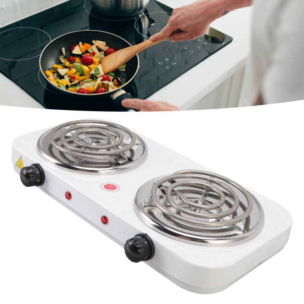 Electric Countertop Stove 2000W 2 Burner Easy Operation Overheat Protection Portable Cooking Stove for Home RV