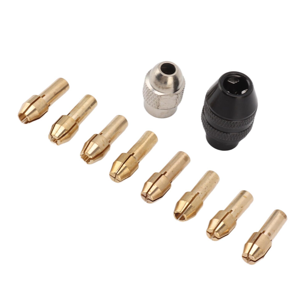 Drill Chuck Collet Set For Replacement 4485 Brass Quick Change Rotary Drill Nut Tool Set With 2 Nut 8 Brass Collet 4191315012393