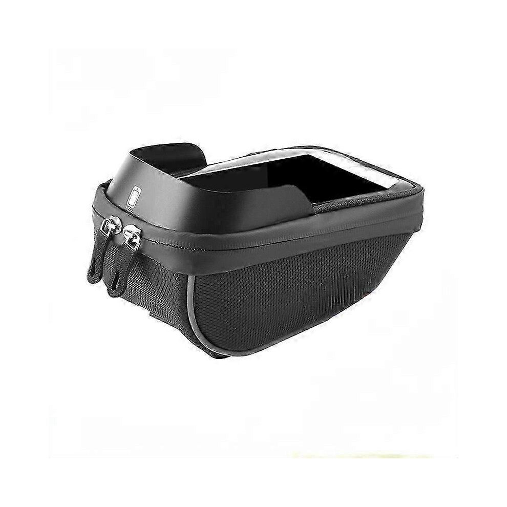 (Noir) Sacoches de vélo à écran tactile applicables Sacoche de tube de direction de vélo VTT étanche