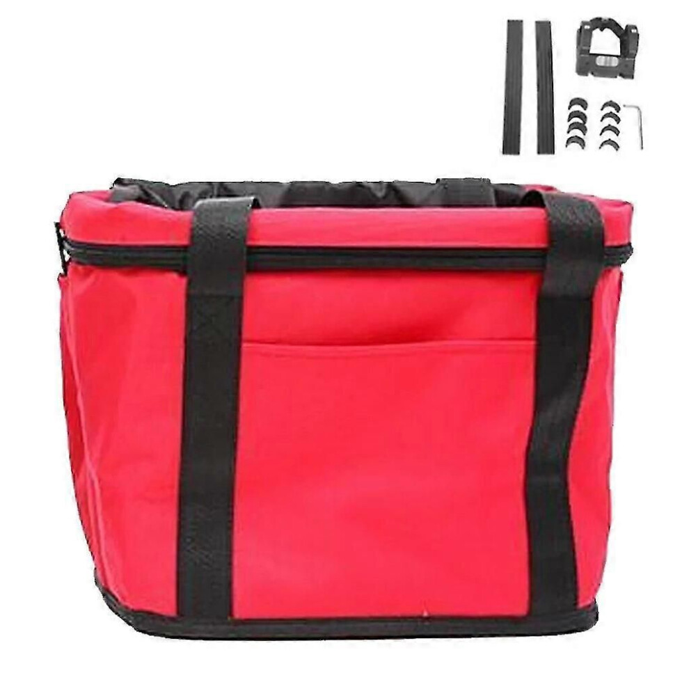 Panier de guidon de vélo pliable (rouge) pour cadre avant, pour courses, déplacements, randonnée, animaux