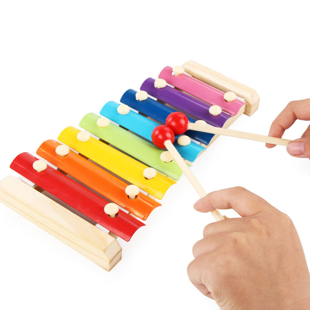 8 Notes Xylophone 8 Notes Colorful Rainbow Chromatic Wooden Percussion Xylophone Instrument for Kids Toddlers