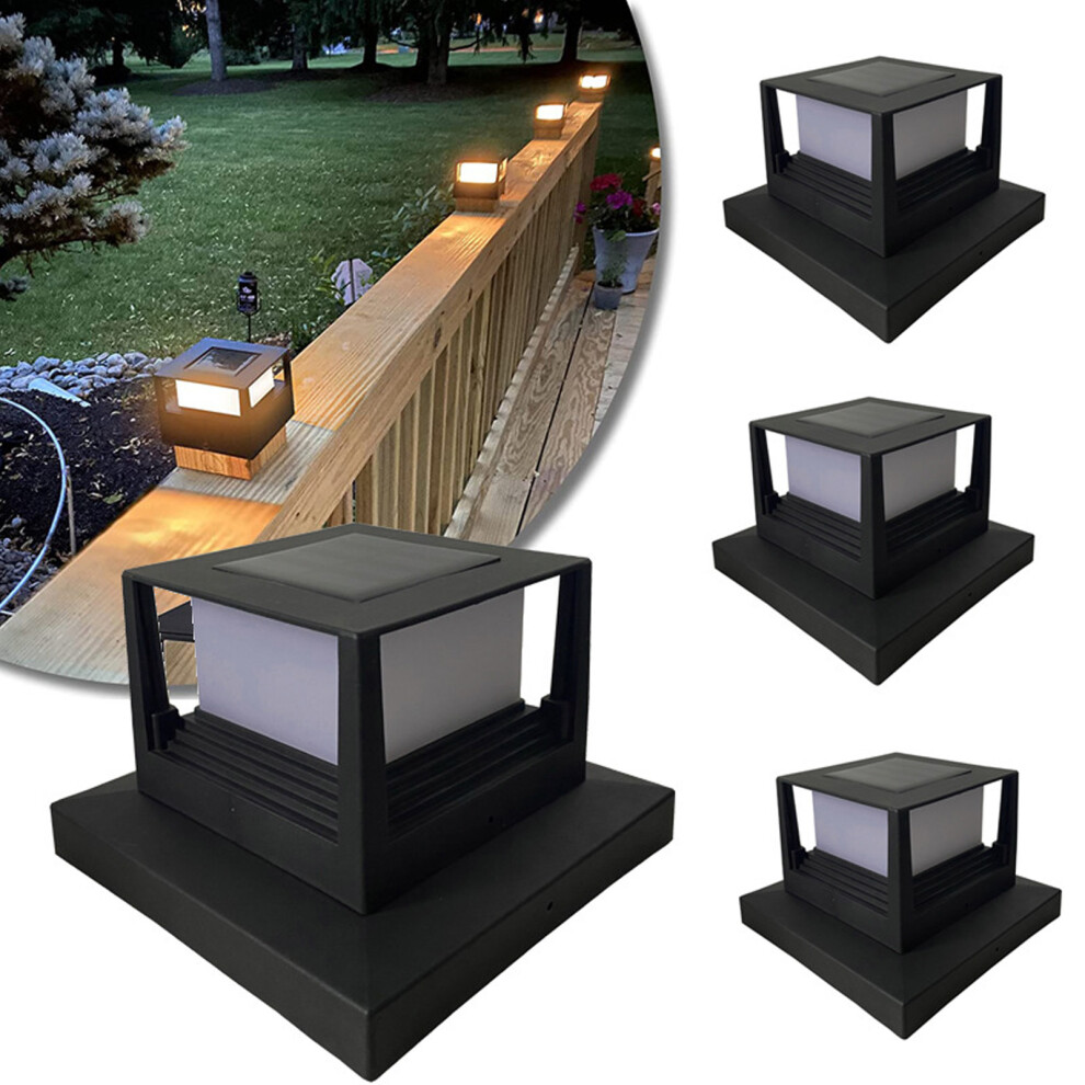 Square Outdoor Fence Post Cap Light Solar Post Light LED Landscape Lighting for Household Garden Courtyard Fence Dual Color Light Black-image-OPC-PHR29YW-NEW