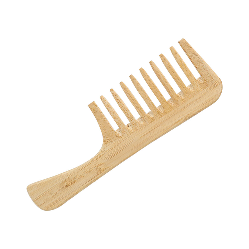 Unisex Bamboo Wide Tooth Comb With Handle Large Tooth Anti Static Curly Hair Shampoo Detangling Hair Comb