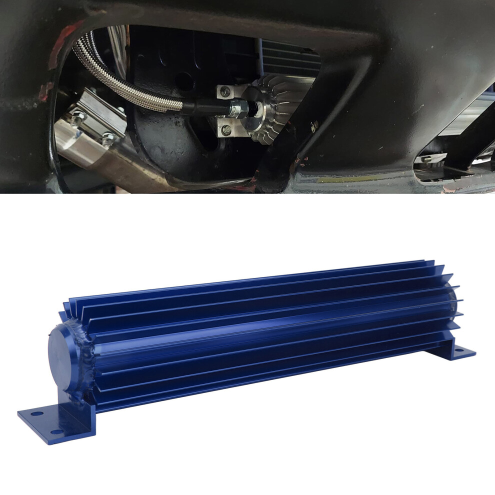 12In Transmission Dual Channel Cooler Aluminum Finned Anodize Dual Pass Transmission Heat Sink Universal Fit For Car Truck Blue 9421315037559