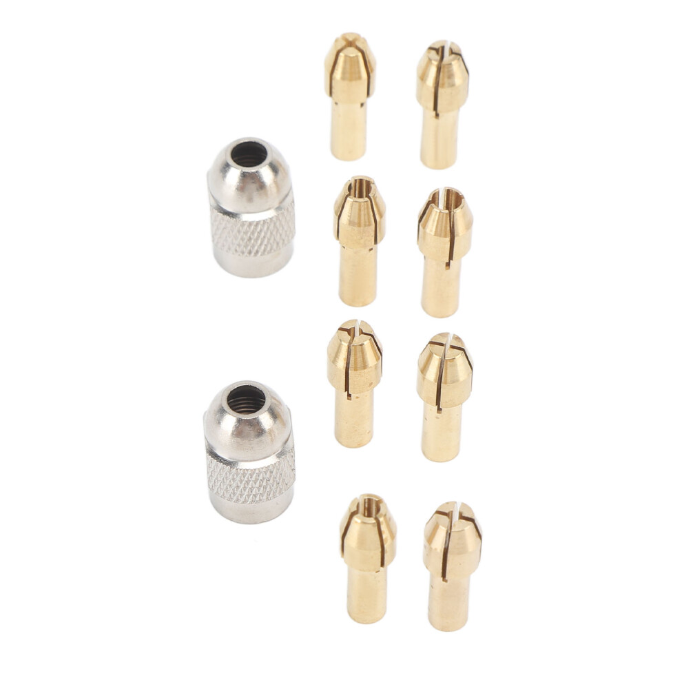 10Pcs Drill Chuck Collet Set Brass Electric Drill Keyless Bit Collet Chuck Fast Change Adapter Tool For Replacement 5081315037863