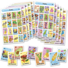 Loteria Fiesta Mexikanisches Bingo Spielset auf Spanisch für 10 Spieler - 10 Spieltafeln und vollständiges Kartenset