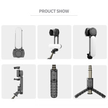 Andoer Q09 360Rotatable Multi-function Gimbal Stabilizer Remote Control Stabilizer with 27.3in Extension Rod Beauty Fill Light Face Smart