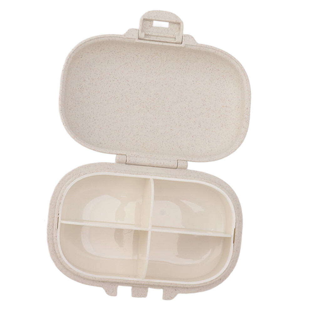 Medicine Organizer Portable Dividing Medicine Planner Box Snap Design Daily Medicine Holder Container Beige