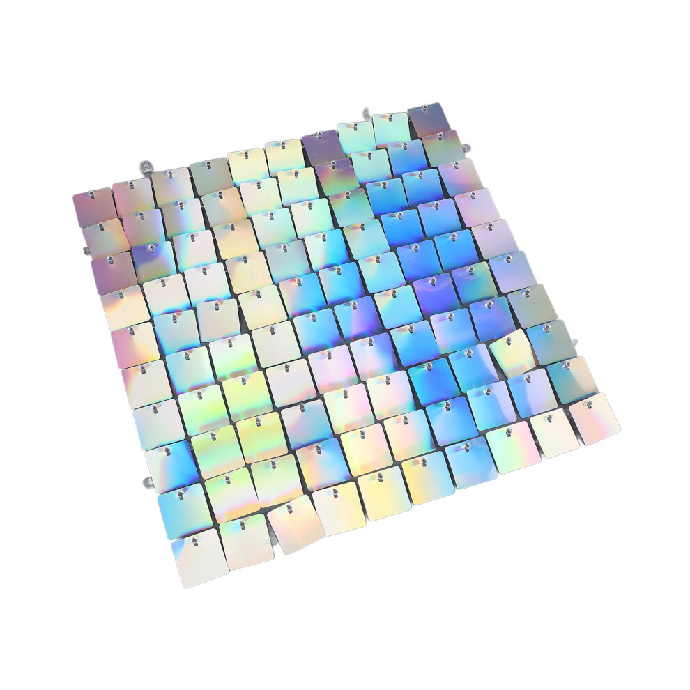 12 Pieces Multi Color Shining Mosaic Panel Mirror Foursquare Self Locking Shiny Wind Driven Background Decorative Panels 5001315062986