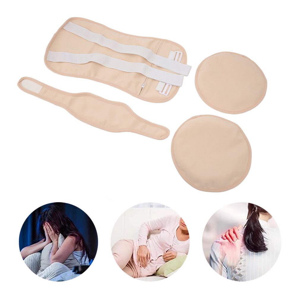 Castor Oil Pack Kit Adjustable Strap Reusable Leakage Proof Castor Oil Pack Wrap for Waist Neck Chest Khaki