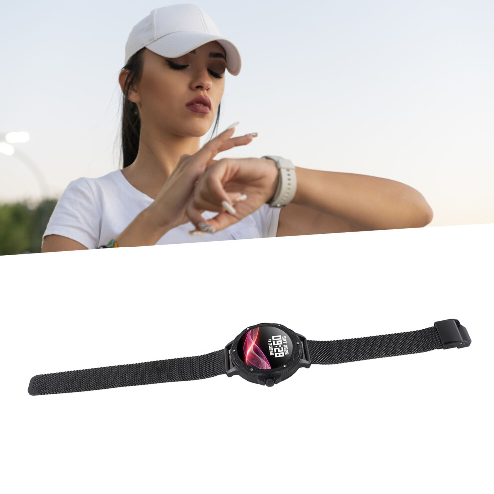 Fitness Tracker Watch for Women 1.2inch Touch Screen Sleep Monitoring Calorie Counting Cell Phone Smartwatch Black