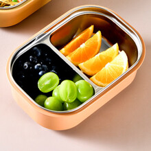 Lunch Box Stainless Steel Insulation Leakproof Cute Design Portable Bento Box for School Office Orange