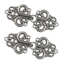 bezelry 4 pry Robustn uzvery Swirl Flower Cape nebo Cloak Claps. 65 mm x 28 mm Upevneno. Prit hcky a ocka Cardigan Clip (ed strbrn)