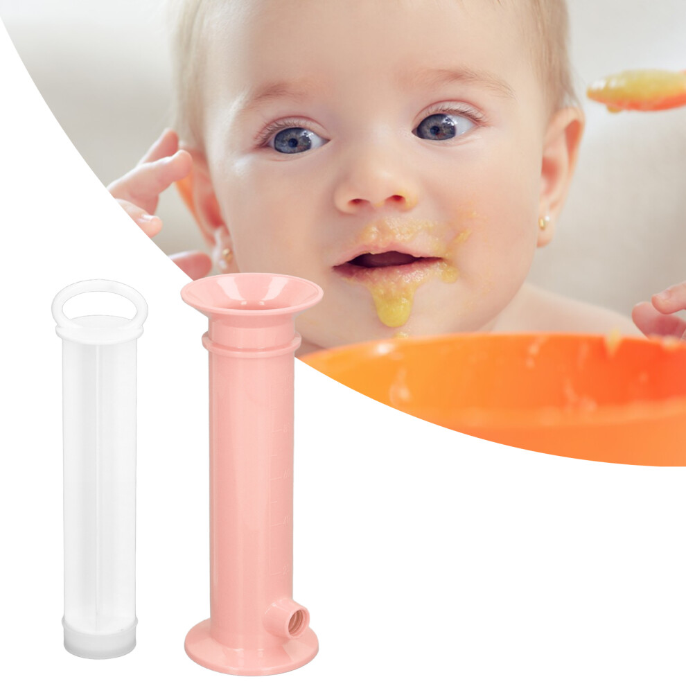 Baby Food Pouch Filler Pure Color Plastic Fruit Squeeze Puree Filler Complementary Feeding Tool Pink
