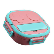 Lunch Box Multi Compartment Food Container Large Capacity Stainless Steel for Home Outdoor 3 Compartment Pink