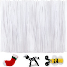 Iooleem 200pcs Limpa Tubos Brancos, Hastes Chenille, Limpa Tubos para Artesanato