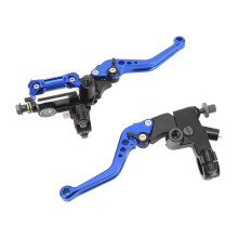 7/8 Zoll Universaler Motorradbremszylinderhebel mit Reservoir, Carbonfaser Blau