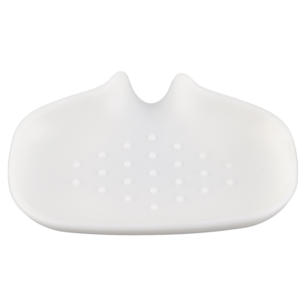 Silicone Soap Dish With Draining Tray Home Bathroom Drainable Soap Saver Sink Shower Soap Drainer Storage Holder White-image-OPC-PHR2FNV-NEW