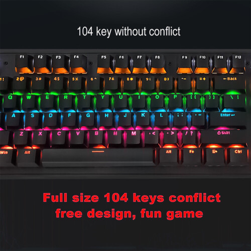 biojee Wired 104-Key Real Mechanical Gaming Keyboard Rainbow Backlit ...