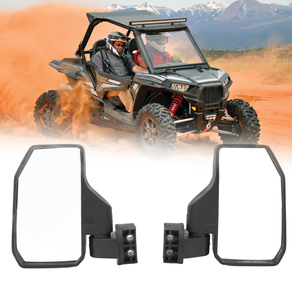 2Pcs Rear View Mirrors Wide View Clear Vision Adjustable Side Mirror Set For Atv Utv Motorcycle Black 8211315094086