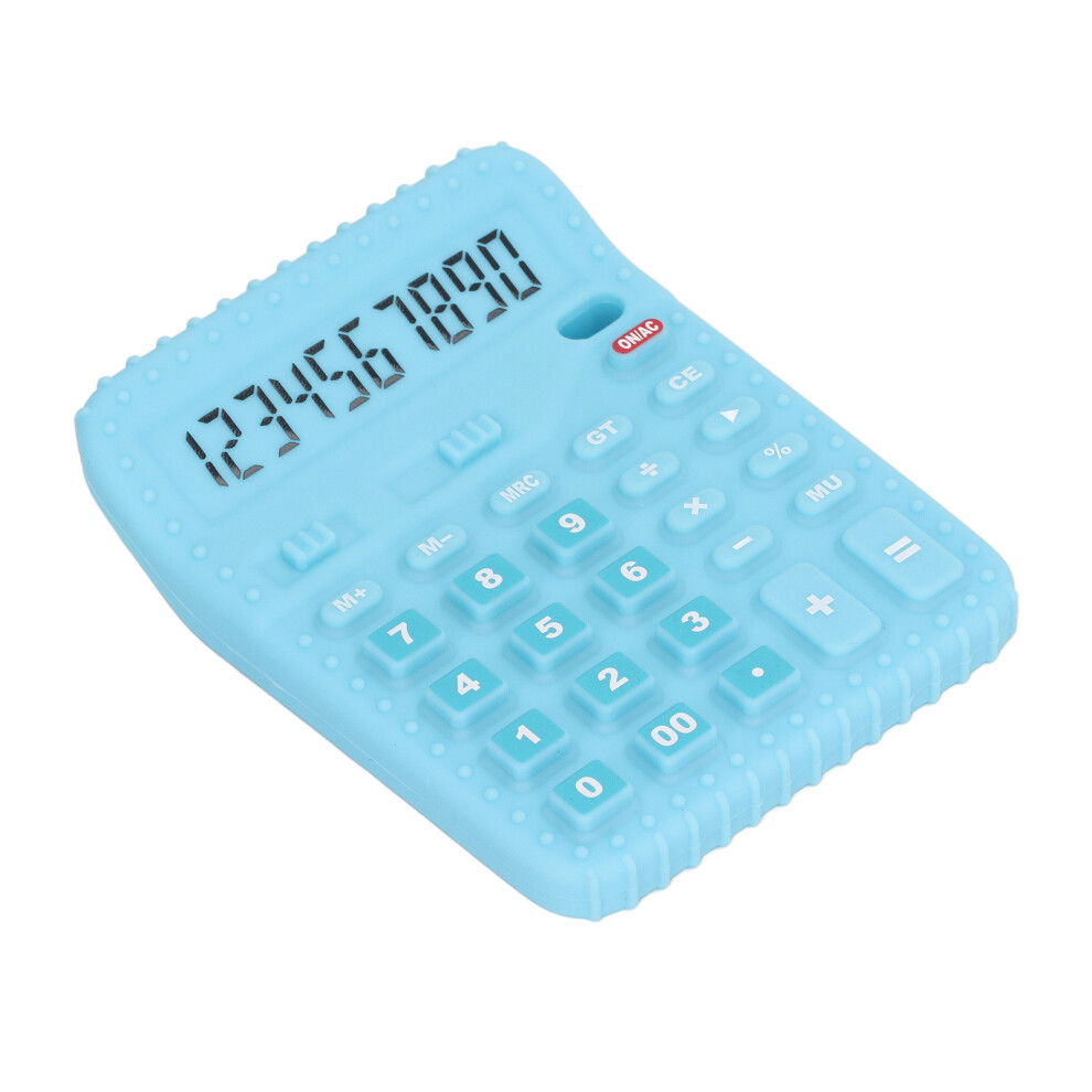 Baby Teether Chew Toy Calculator Shape Soft Silicone Cartoon Infant Teething Sensory Toy Sky Blue