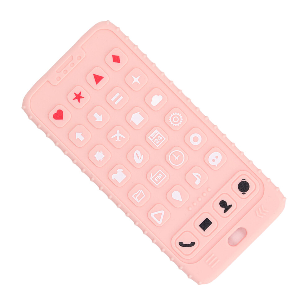 Baby Bright Color Simulated Mobile Phone Shaped Teether Infant Funny Soft Silicone Teether Chew Sensory Toy Pink