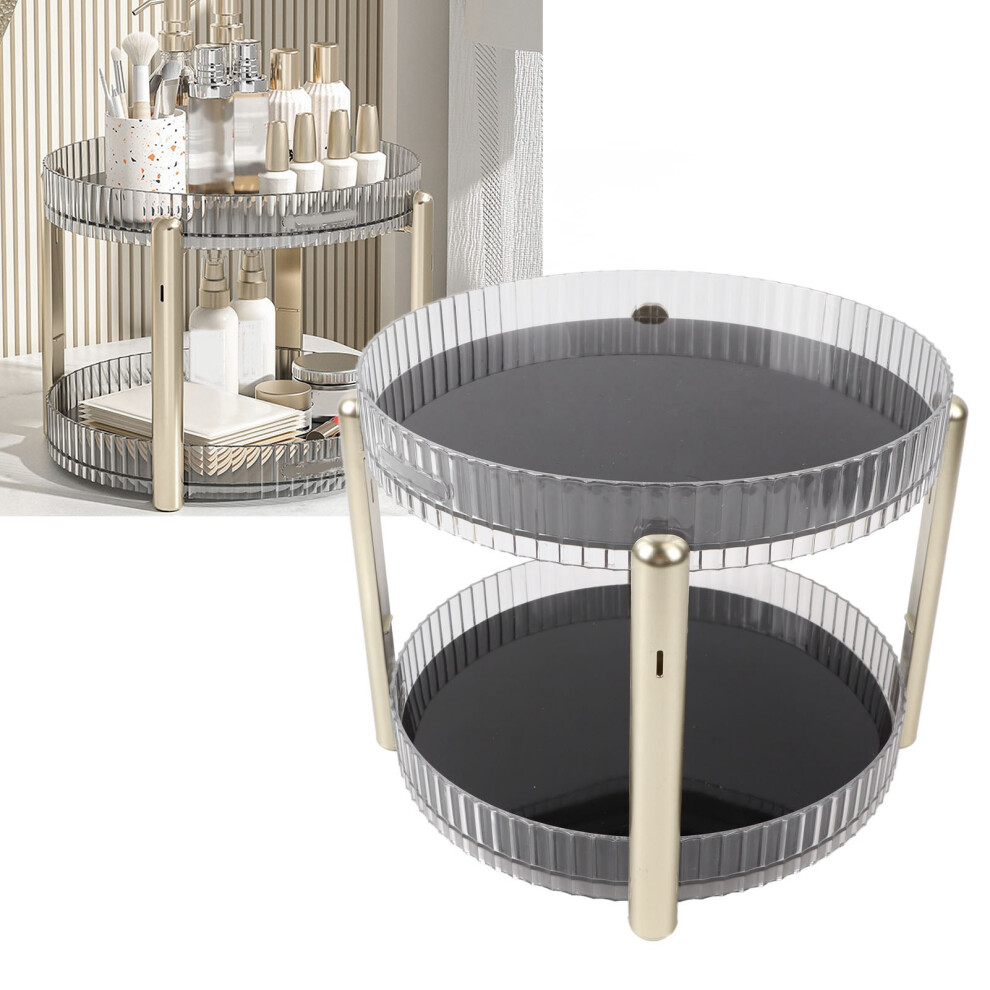 Double Layer Rotating Makeup Organizer Multifunctional Rotating Cosmetic Shelf for Home Translucent White-image-OPC-PHR2G8X-NEW