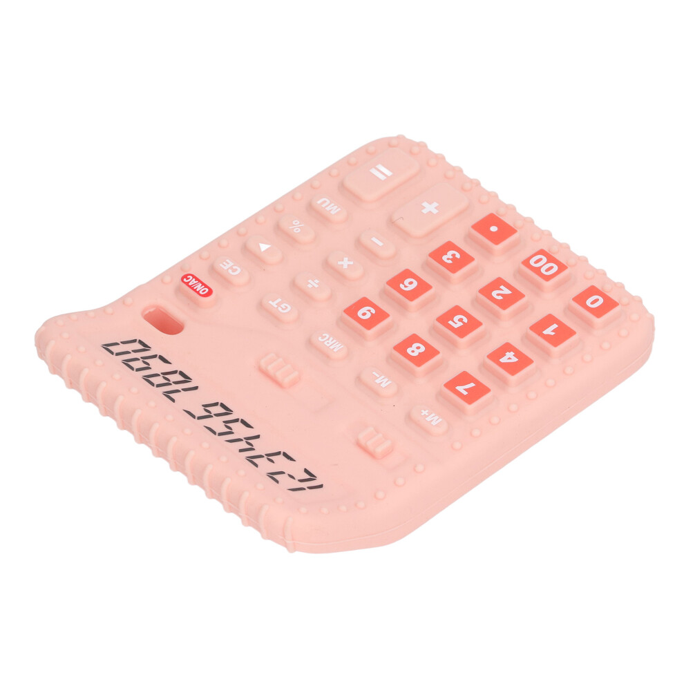 Baby Teether Chew Toy Calculator Shape Soft Silicone Cartoon Infant Teething Sensory Toy Pink