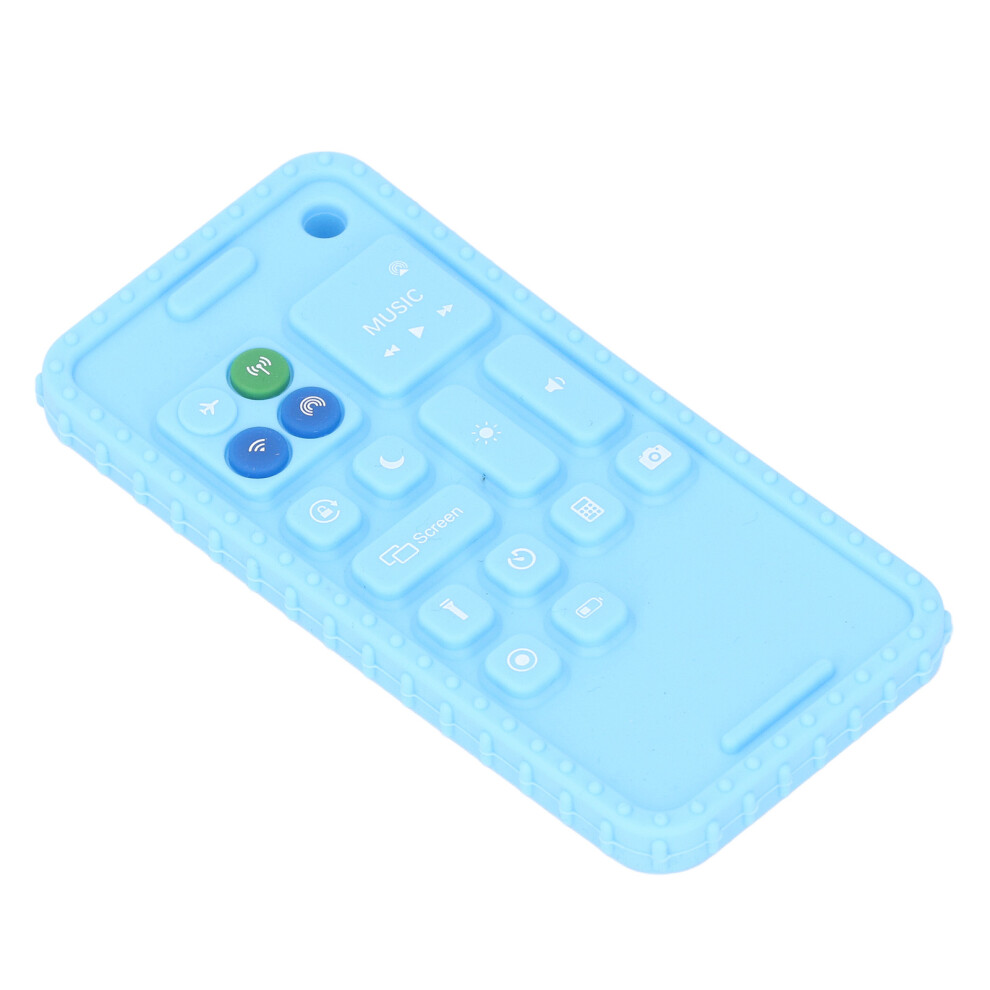 Smart Phone Shape Teething Toy Bright Color Sensory Development Multi Shape Button Silicone Baby Teether Blue