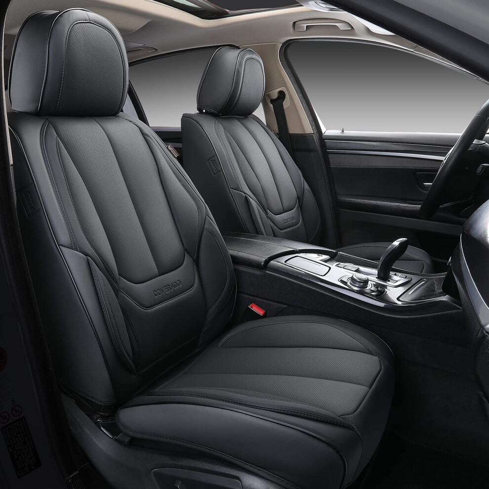 Coverado Seat Covers Car Seat Covers Front Seats Car Seat Cover Car Seat Protector Waterproof Car Seat Cushion Nappa Leather Seat Covers Ca Black 761567008600