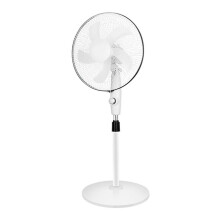 Standing Pedestal Fan Plastic Large Air Volume 3 Speeds White Pedestal Fan for Bedroom Living Room Battery Clamp Cable