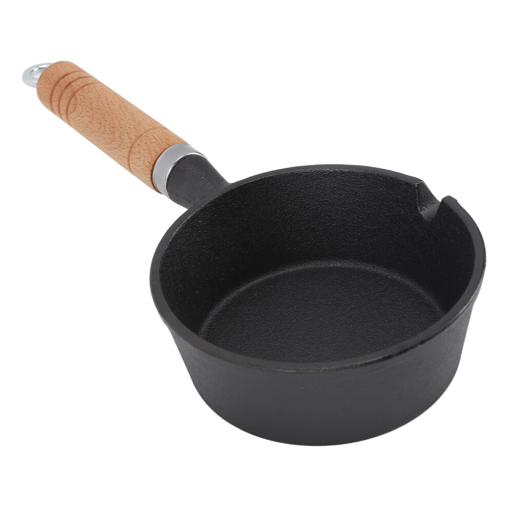 Mini Egg Frying Pan Cast Iron Solid Wood Handle Mini Pre Seasoned Skillet for Indoor Outdoor Cooking 13x5cm / 5.1x2.0in