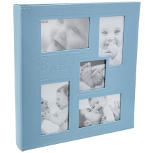 Pioneer Collage Frame prglad """" Baby """" Sydd Leatherette Cover Fotoalbum 4 """" X6 """" 240 foton Baby Blue