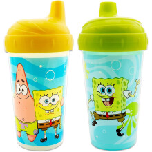 Cudlie detsk    chlapcensk    poh   riky s tvrd   m v   levom, 2 ks, objem 10 oz, pre batolat   , Sponge Bob