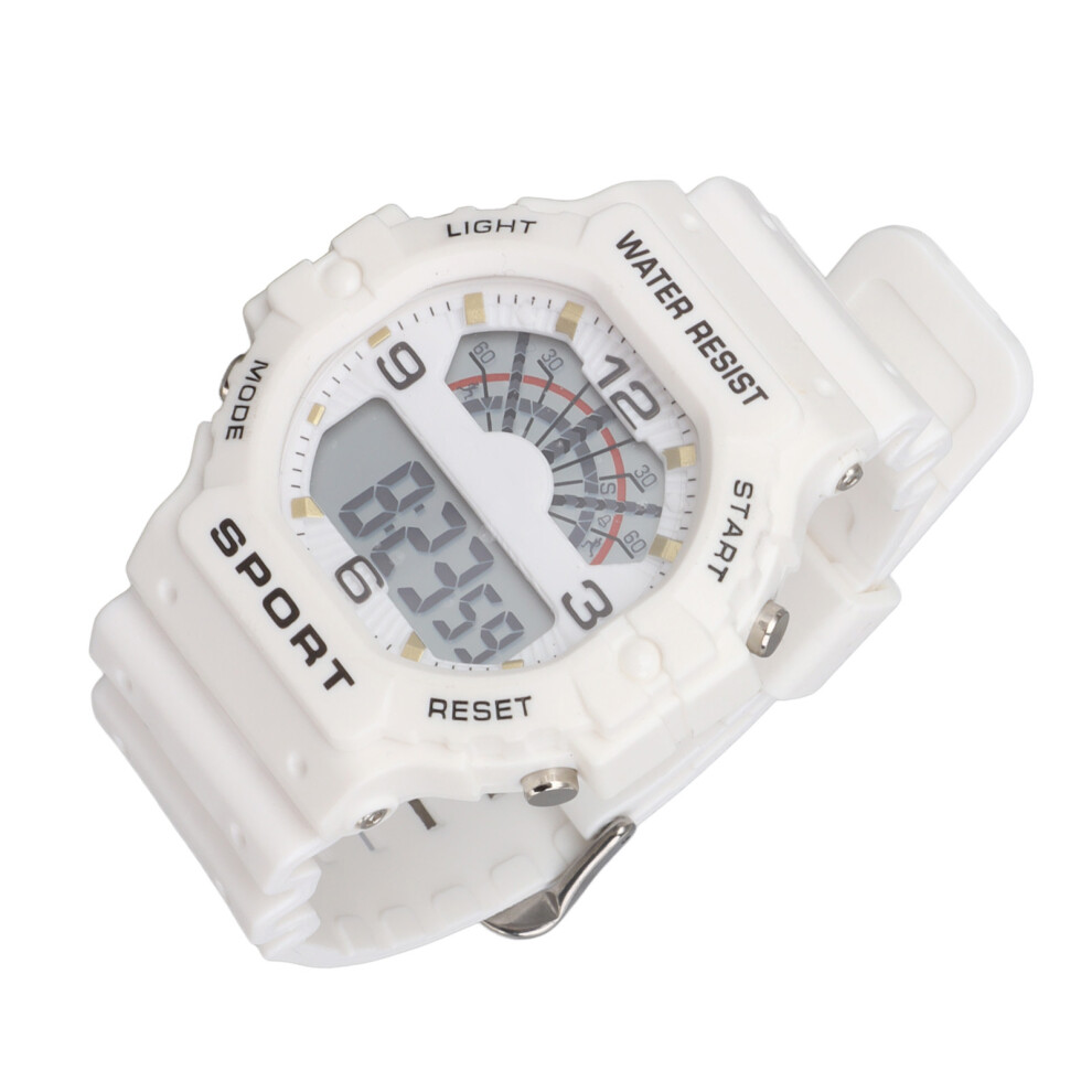 Sport Mens Digital Chronograph Strap Watch Classic Vintage Square Mens Digital Watch WR50M Waterproof White