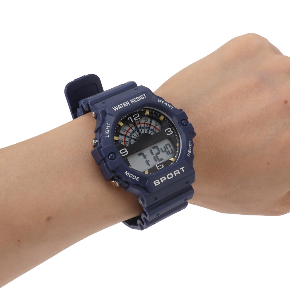 Sport Mens Digital Chronograph Strap Watch Classic Vintage Square Mens Digital Watch WR50M Waterproof Blue